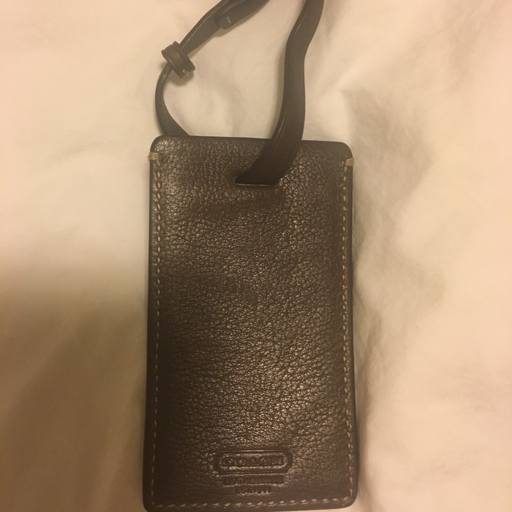 Coach leather luggage tag